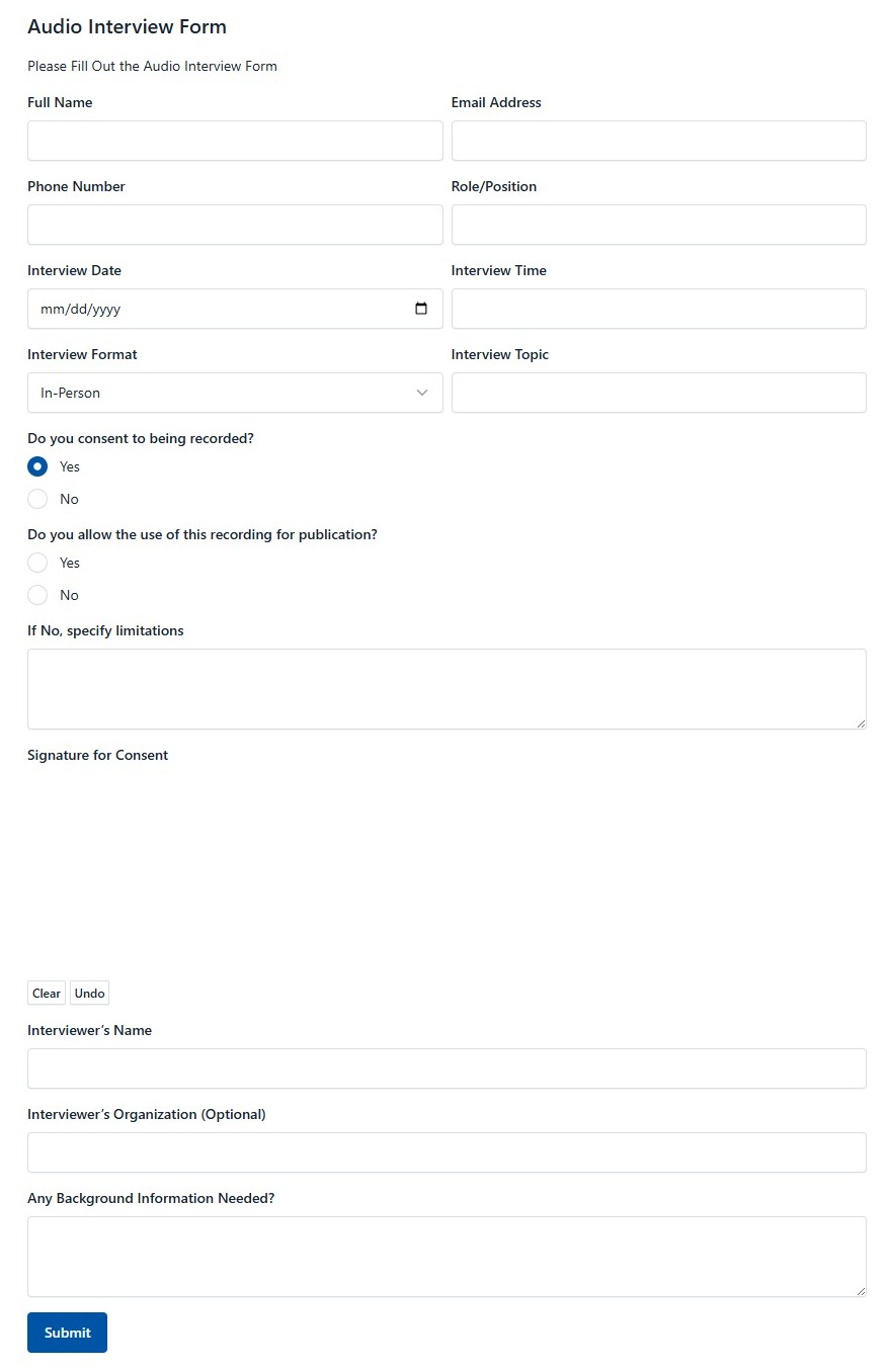 Audio Interview Form
