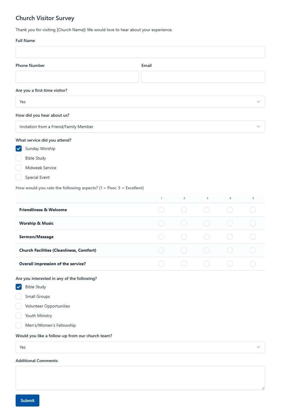 Church Visitor Survey