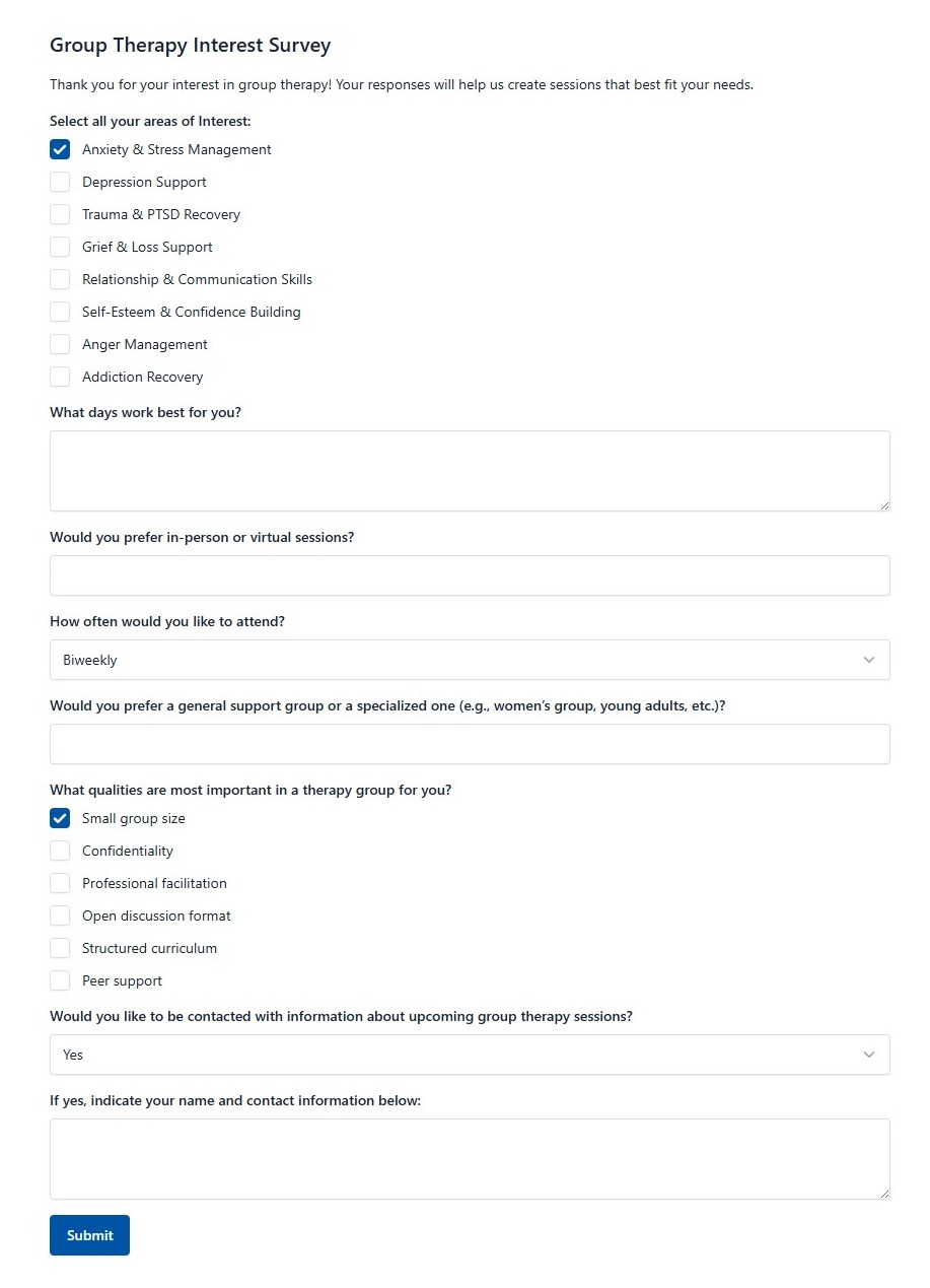 Group Therapy Interest Survey