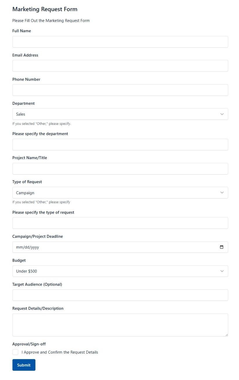 Marketing Request Form
