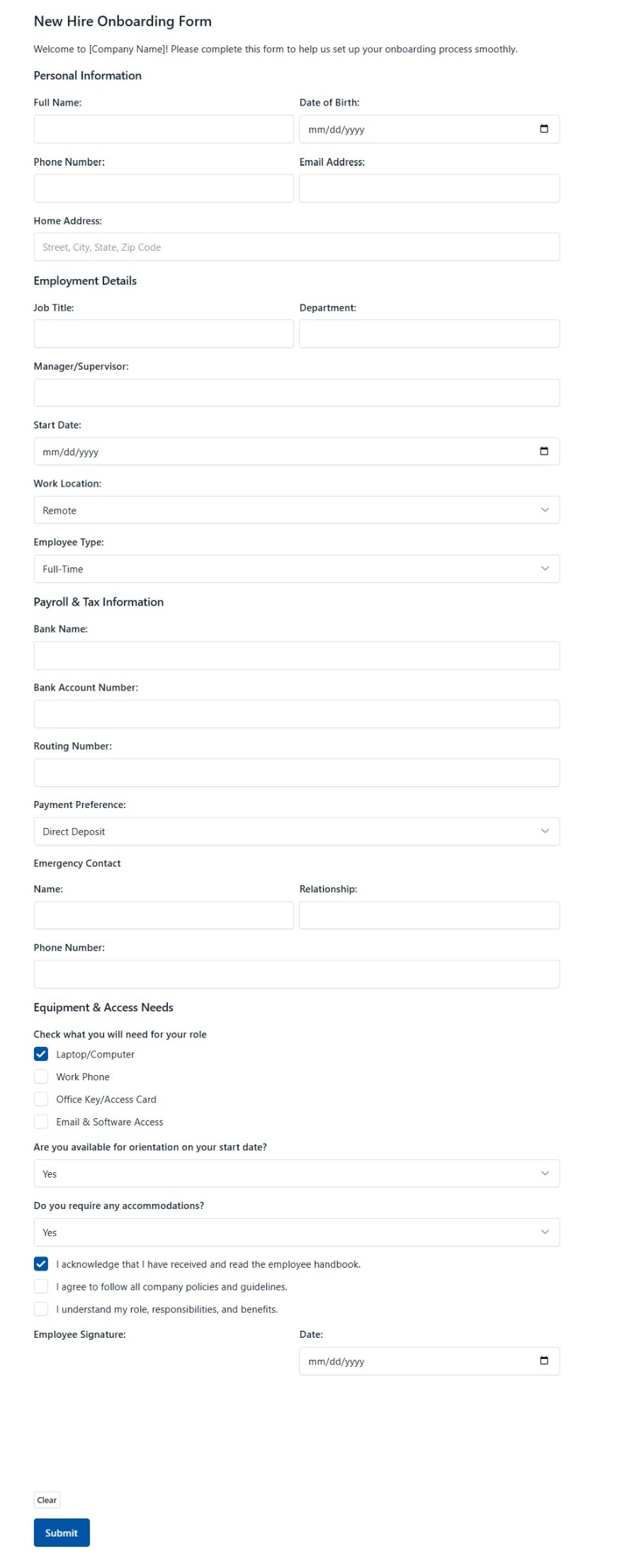 New Hire Onboarding