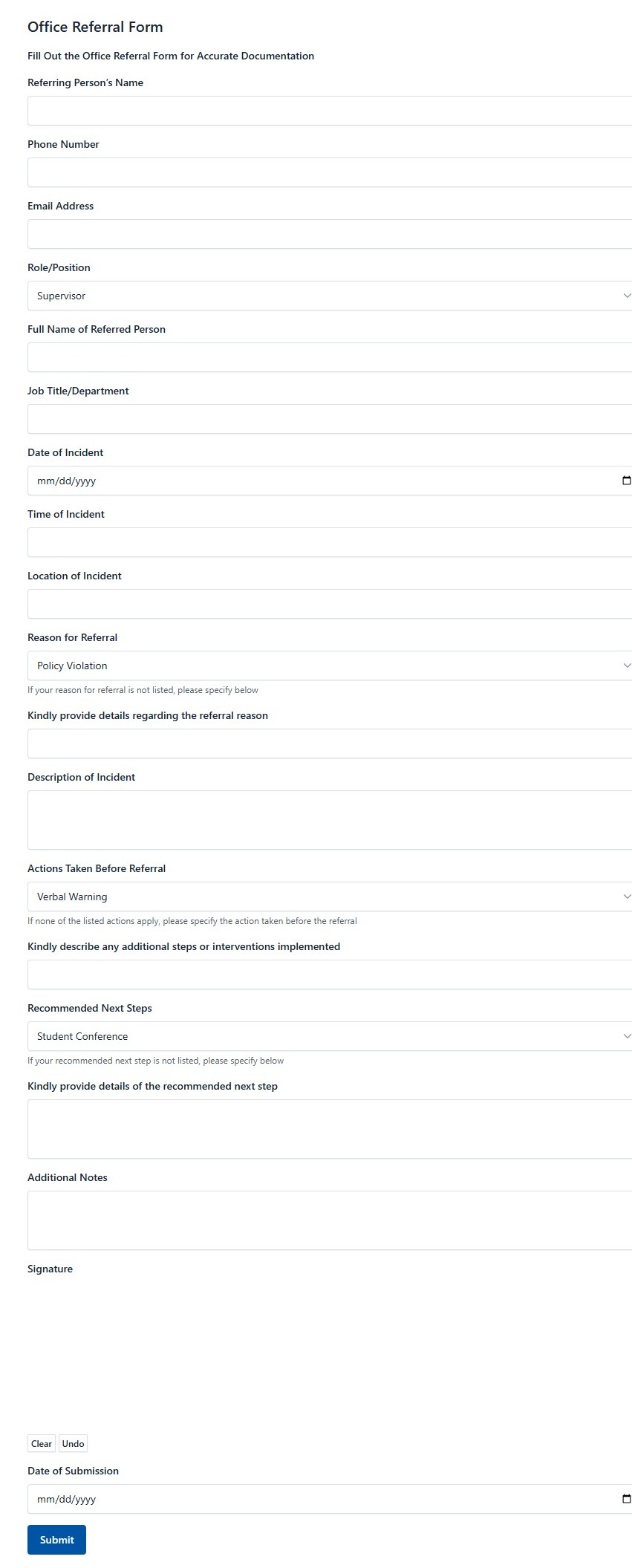 Office Referral Form