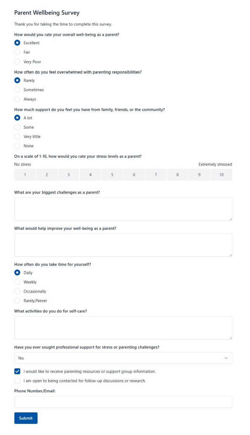 Parent Wellbeing Survey