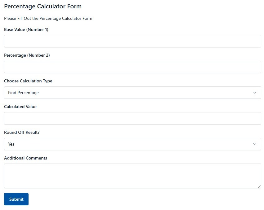 Percentage Calculator Form