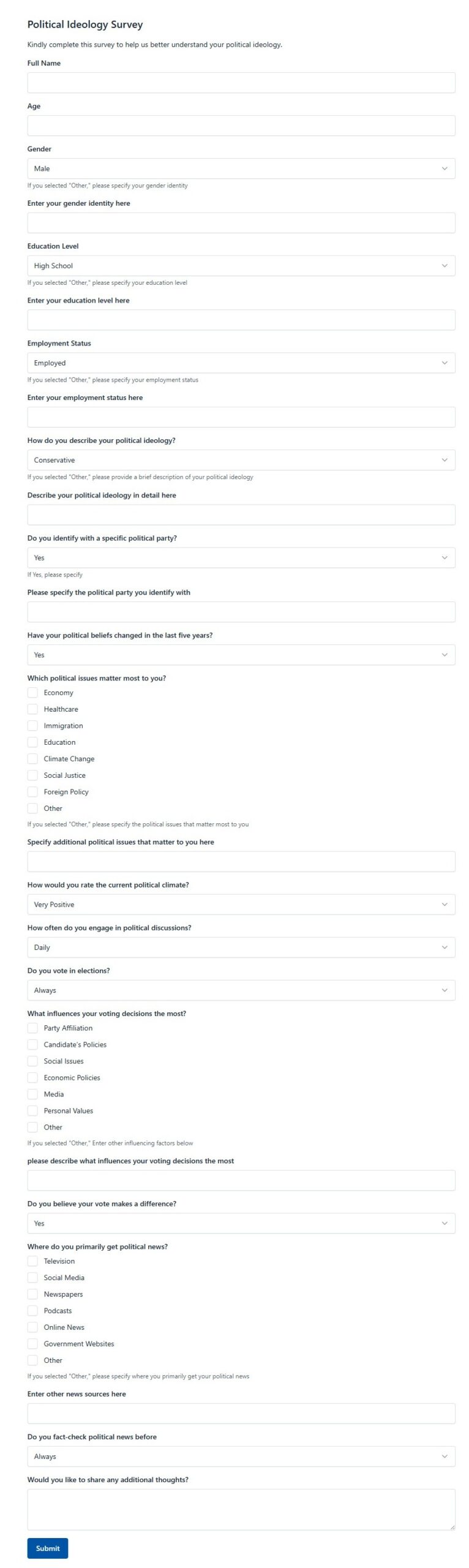 Political Ideology Survey