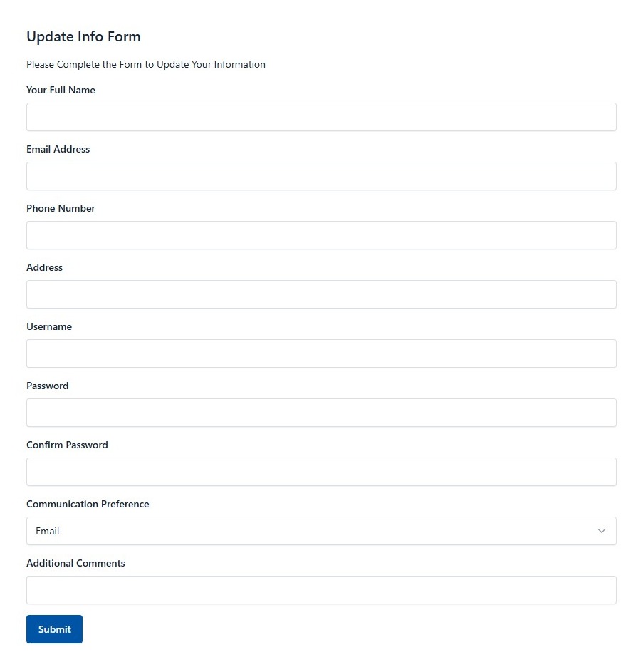 Update Info Form