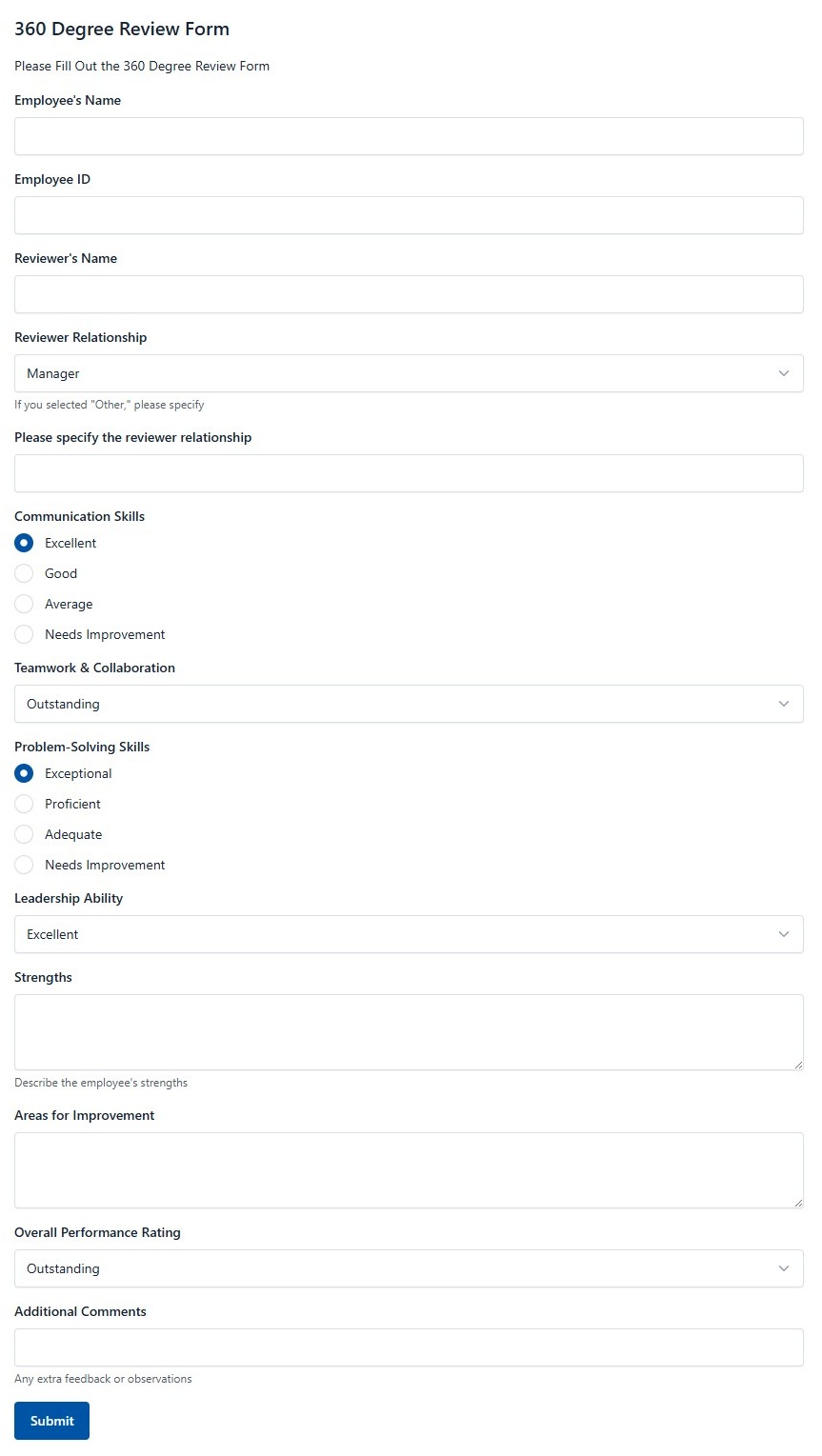360 Degree Review Form