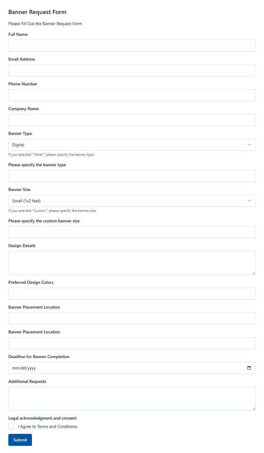 Banner Request Form