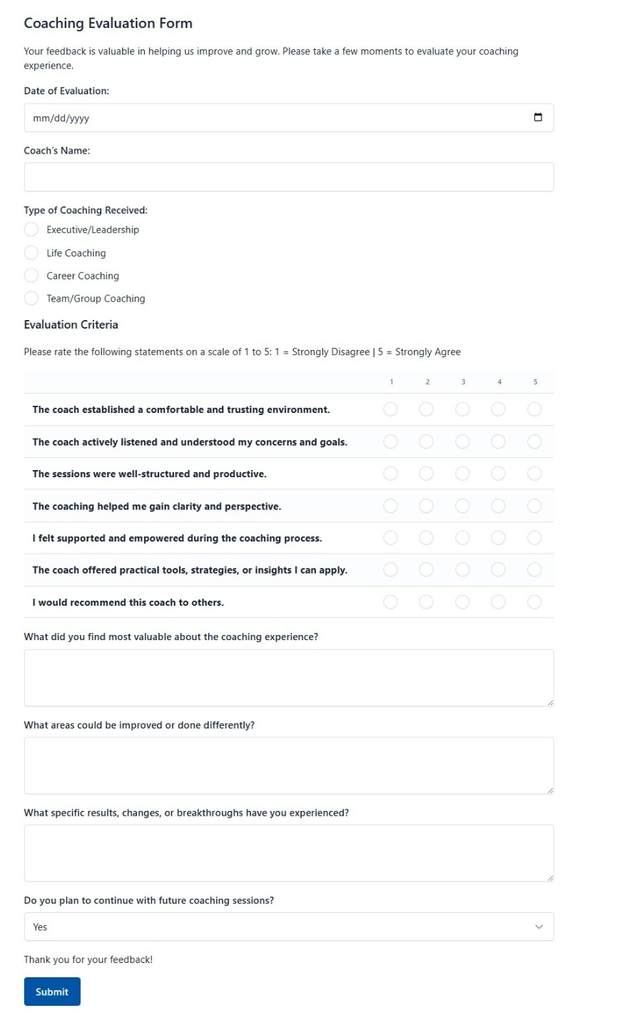 Coaching Evaluation Form