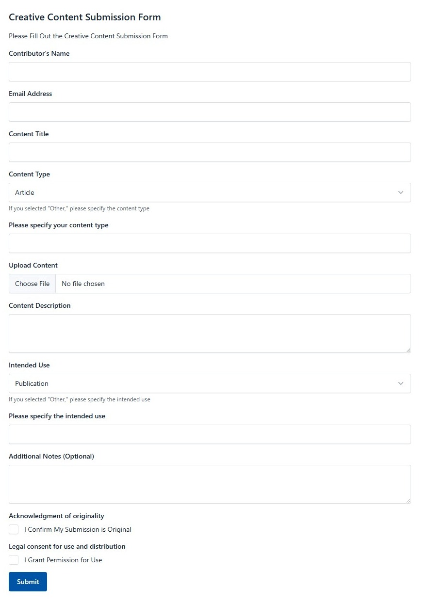 Creative Content Submission Form