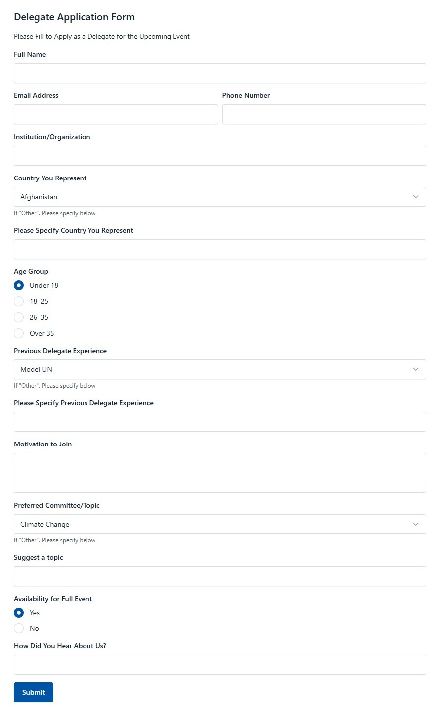 Delegate Application Form