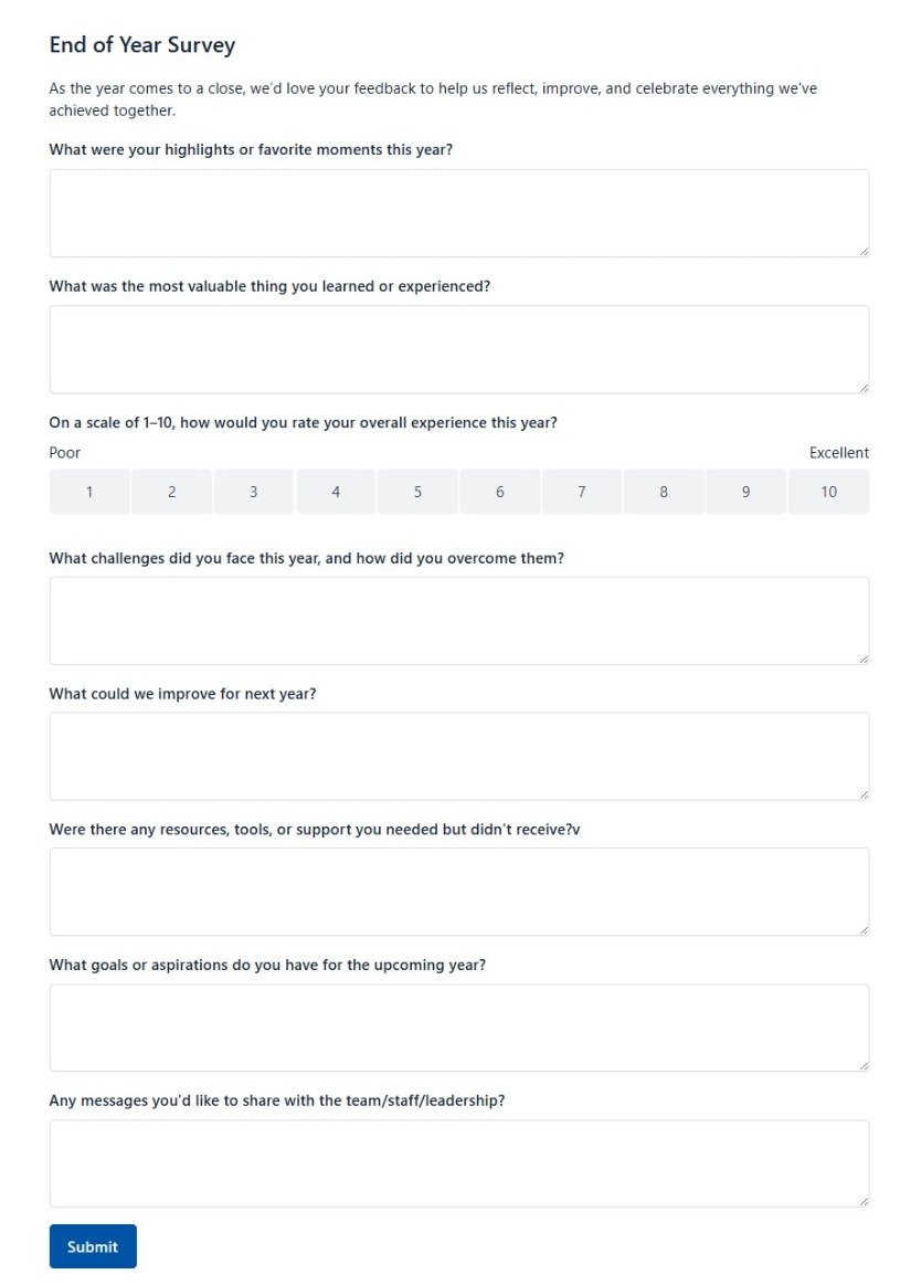 End of Year Survey