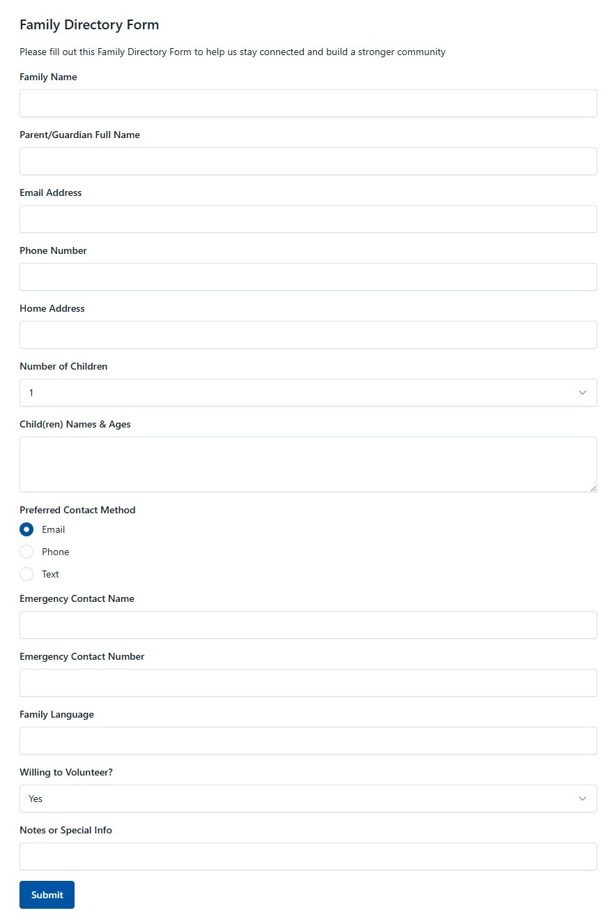 Family Directory Form