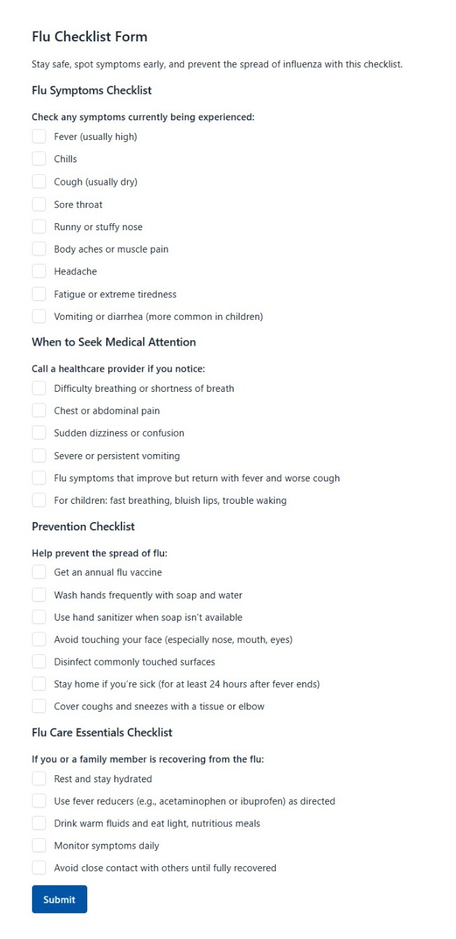 Flu Checklist