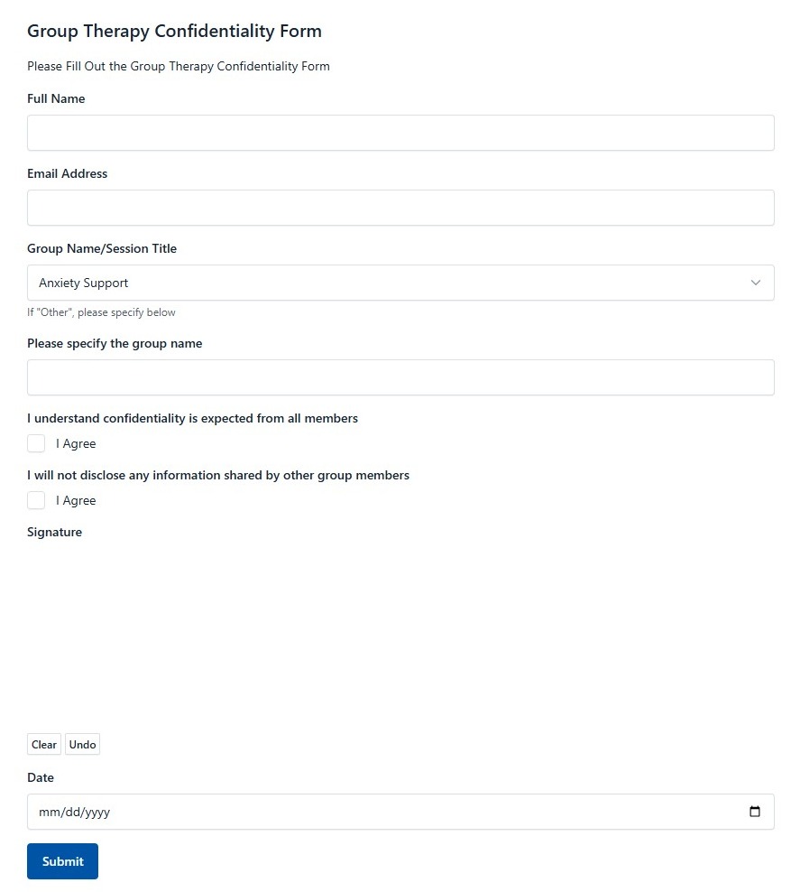 Group Therapy Confidentiality Form