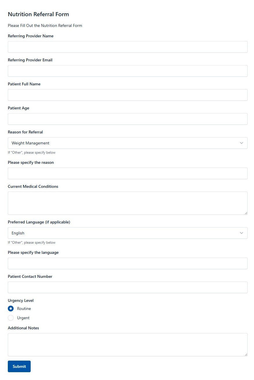 Nutrition Referral Form