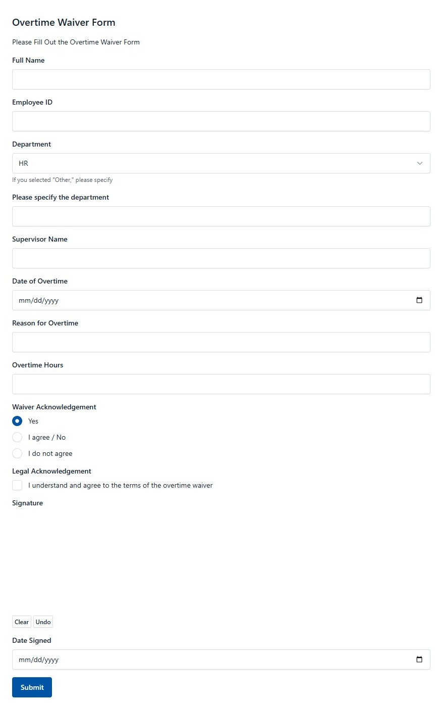 Overtime Waiver Form