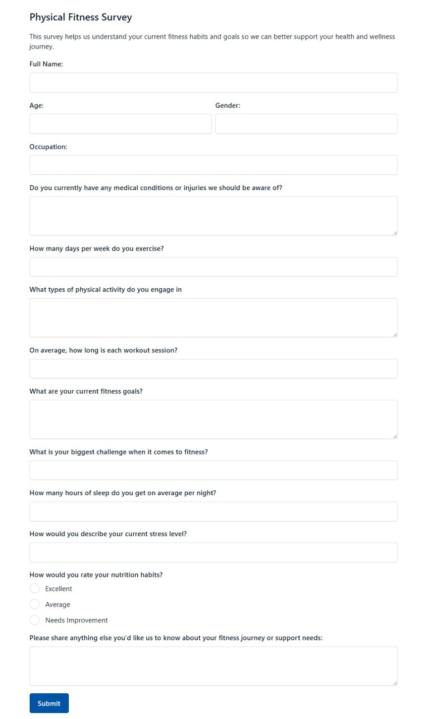 Physical Fitness Survey
