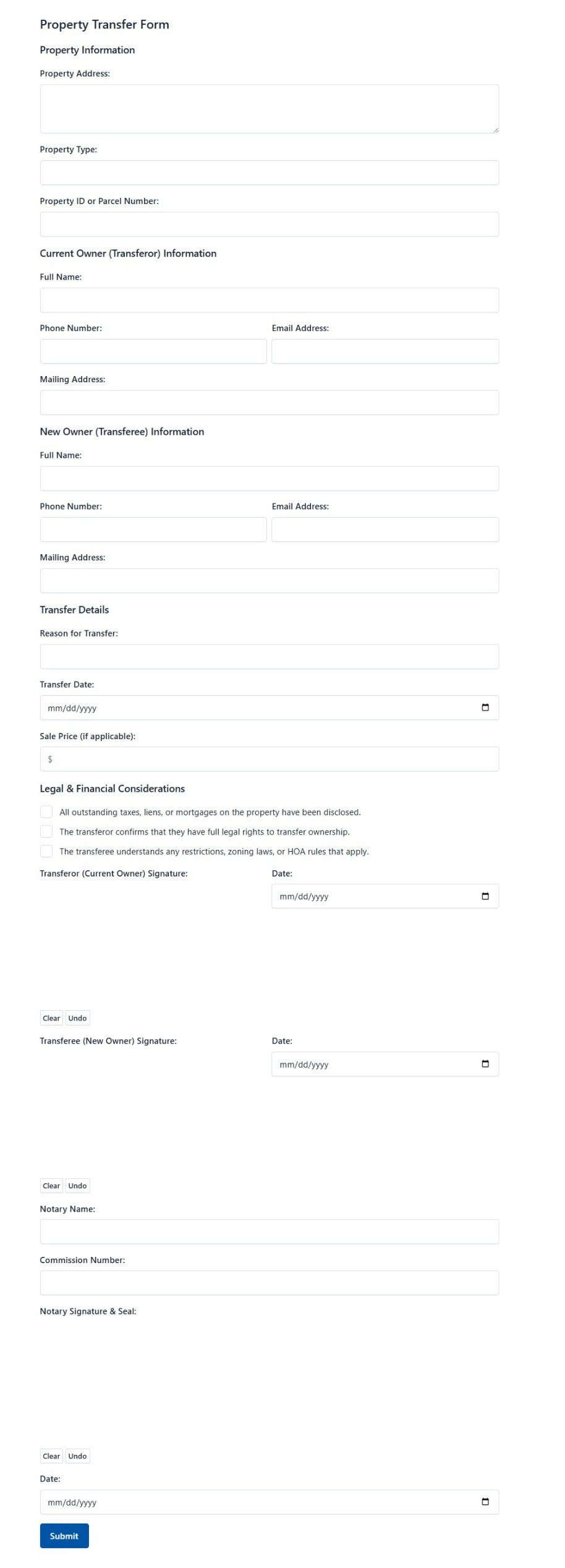 Property Transfer Form