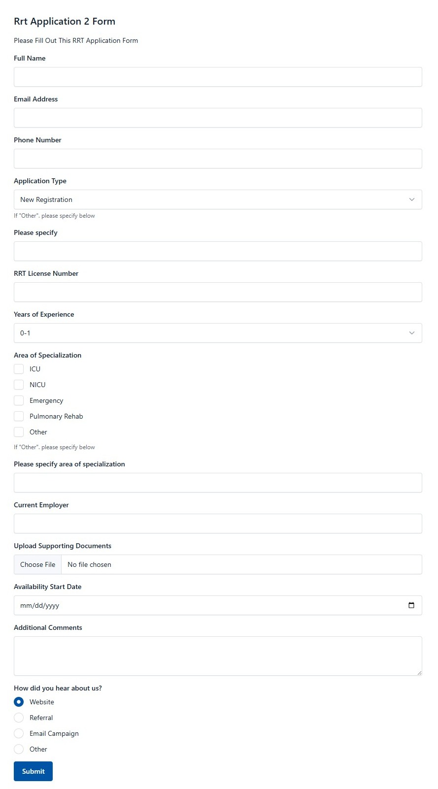 Rrt Application 2 Form