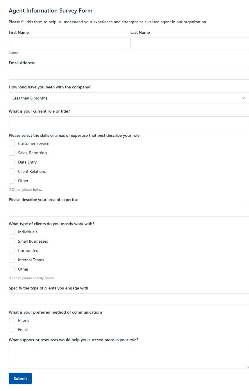 Agent Information Survey Form