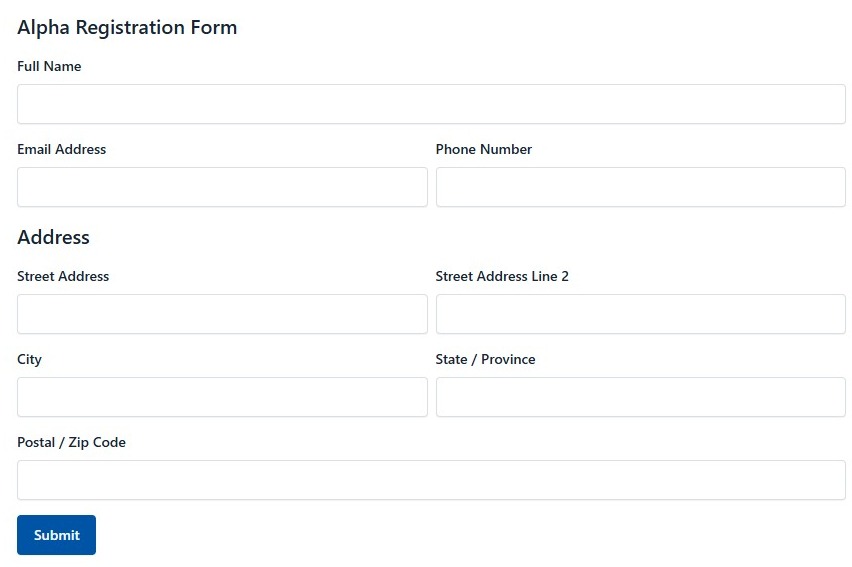 Alpha Registration Form