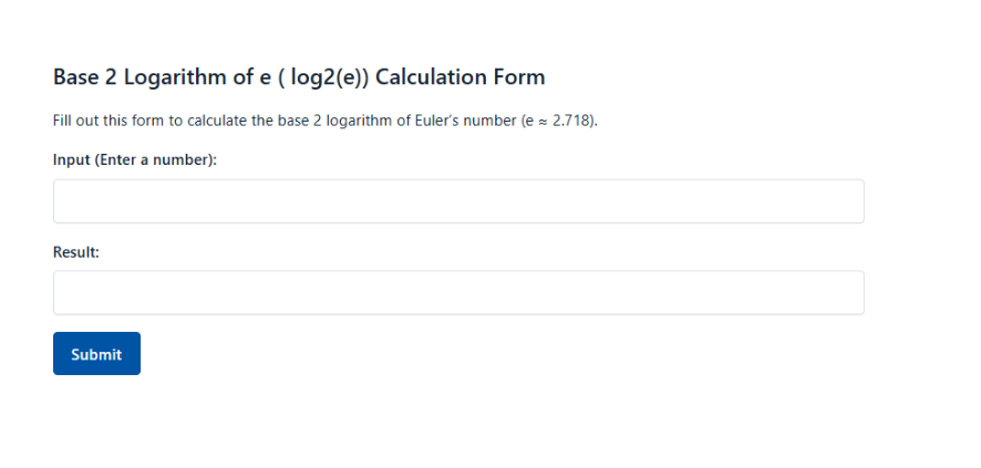 Base 2 Logarithm Of E Log2E Calculation Form