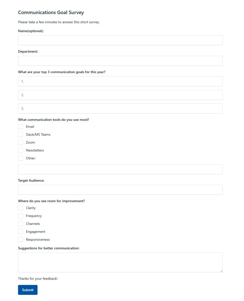 Communications Goal Survey