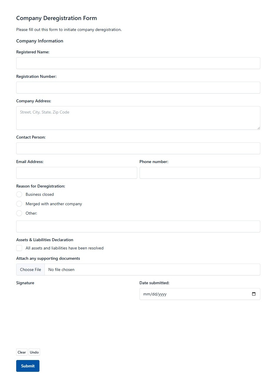 Company Deregistration Form