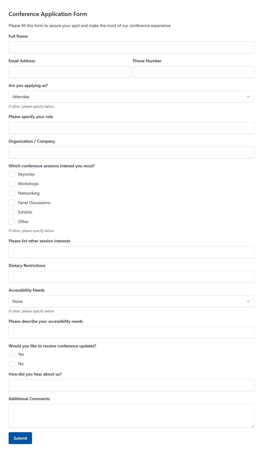 Conference Application Form