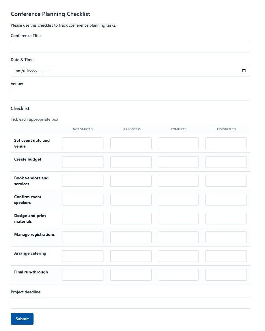 Conference Planning Checklist