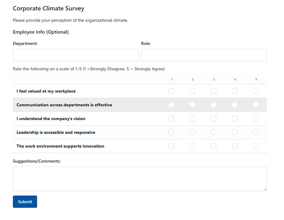 Corporate Climate Survey