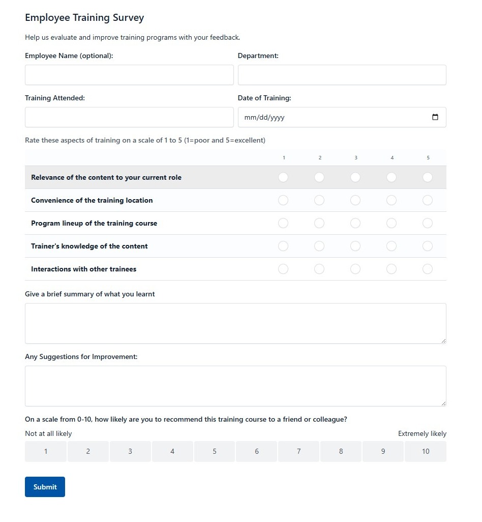 Employee Training Survey