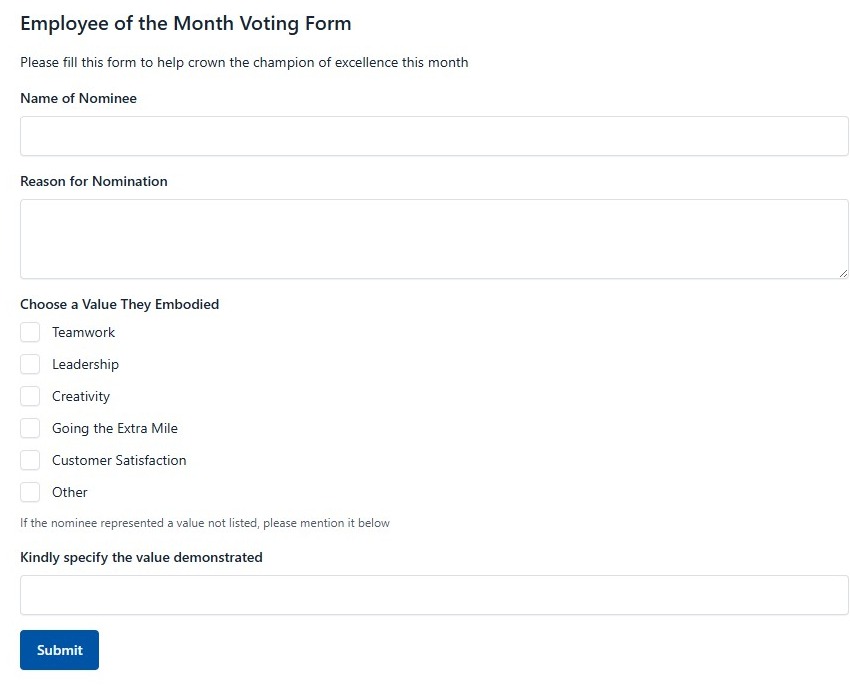 Employee of the Month Voting Form