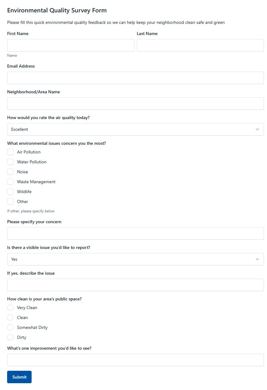 Environmental Quality Survey Form