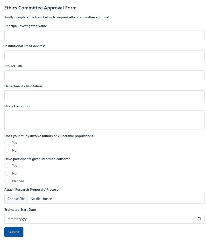Ethics Committee Approval Form