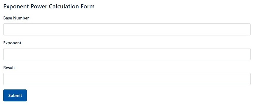 Exponent Power Calculation Form