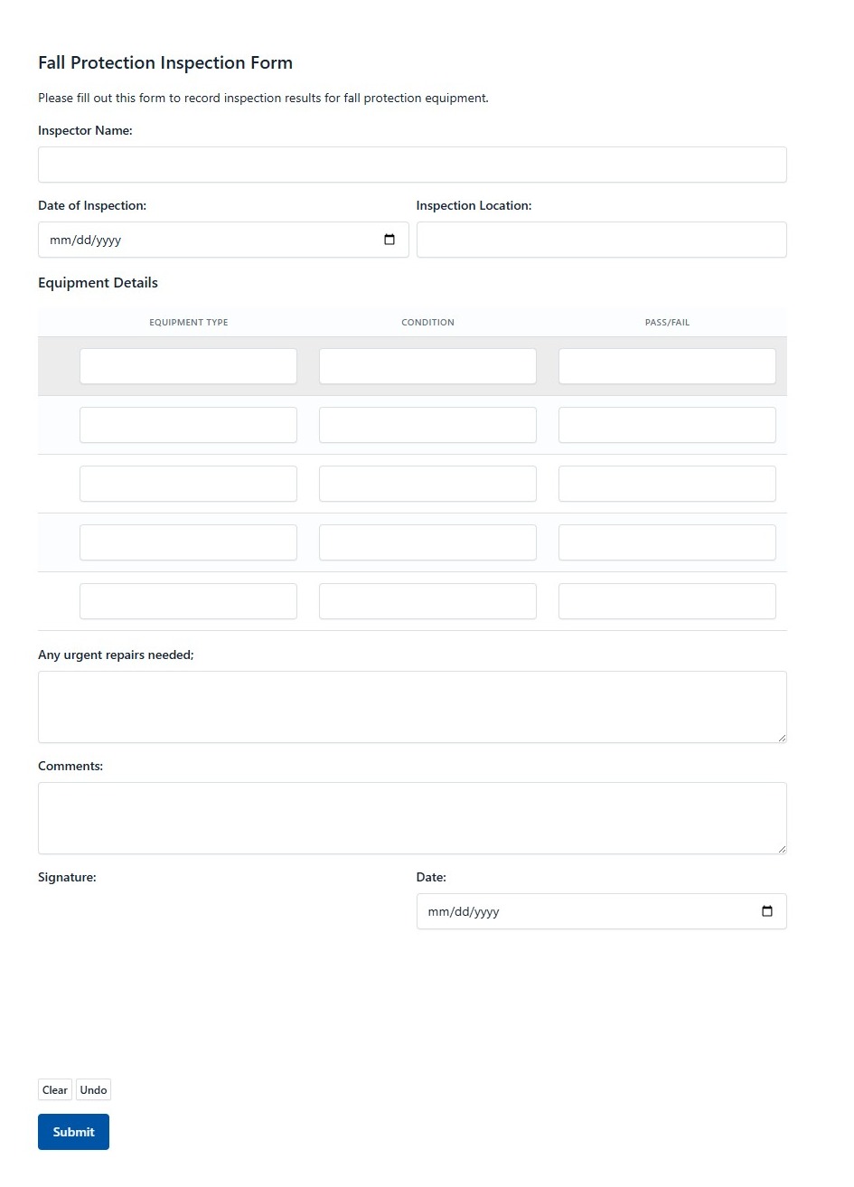 Fall Protection Inspection Form