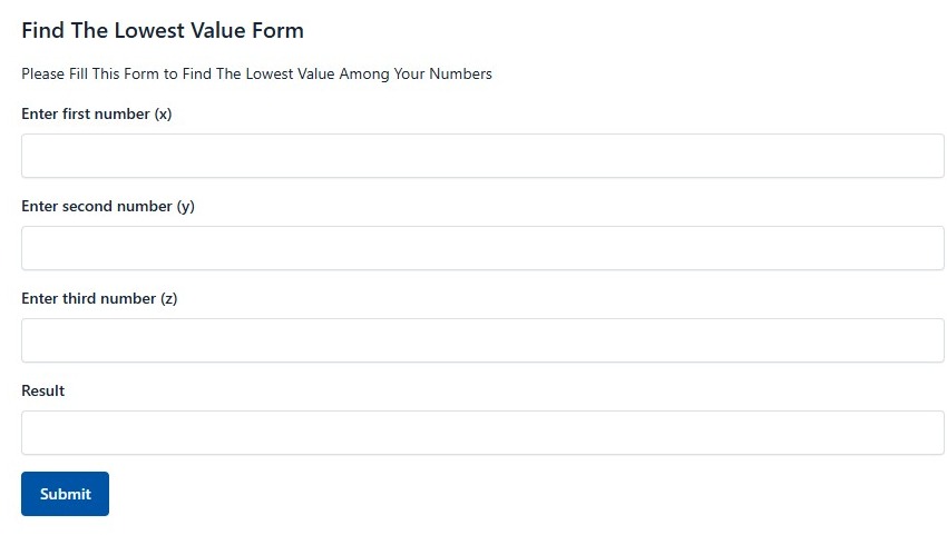 Find The Lowest Value Form