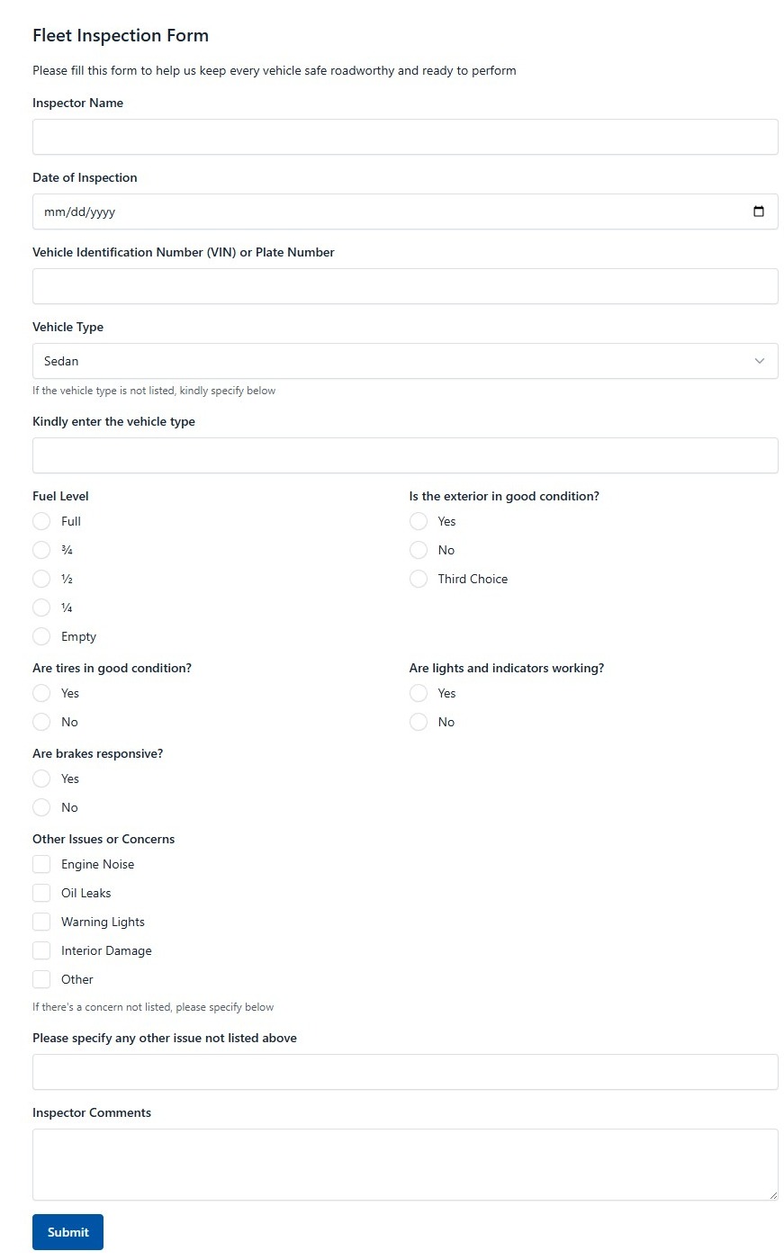 Fleet Inspection Form