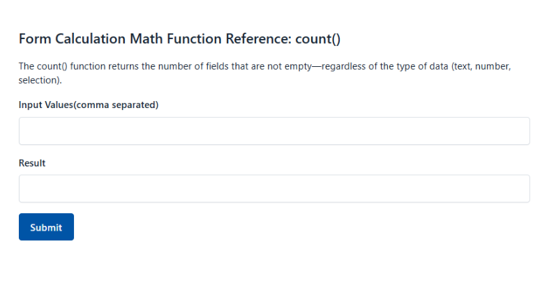 Form Calculation Math Function Reference Count