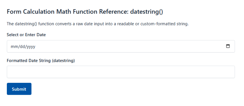 Form Calculation Math Function Reference Datestring