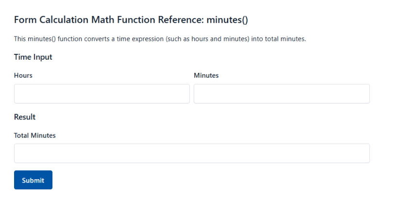 Form Calculation Math Function Reference Minutes