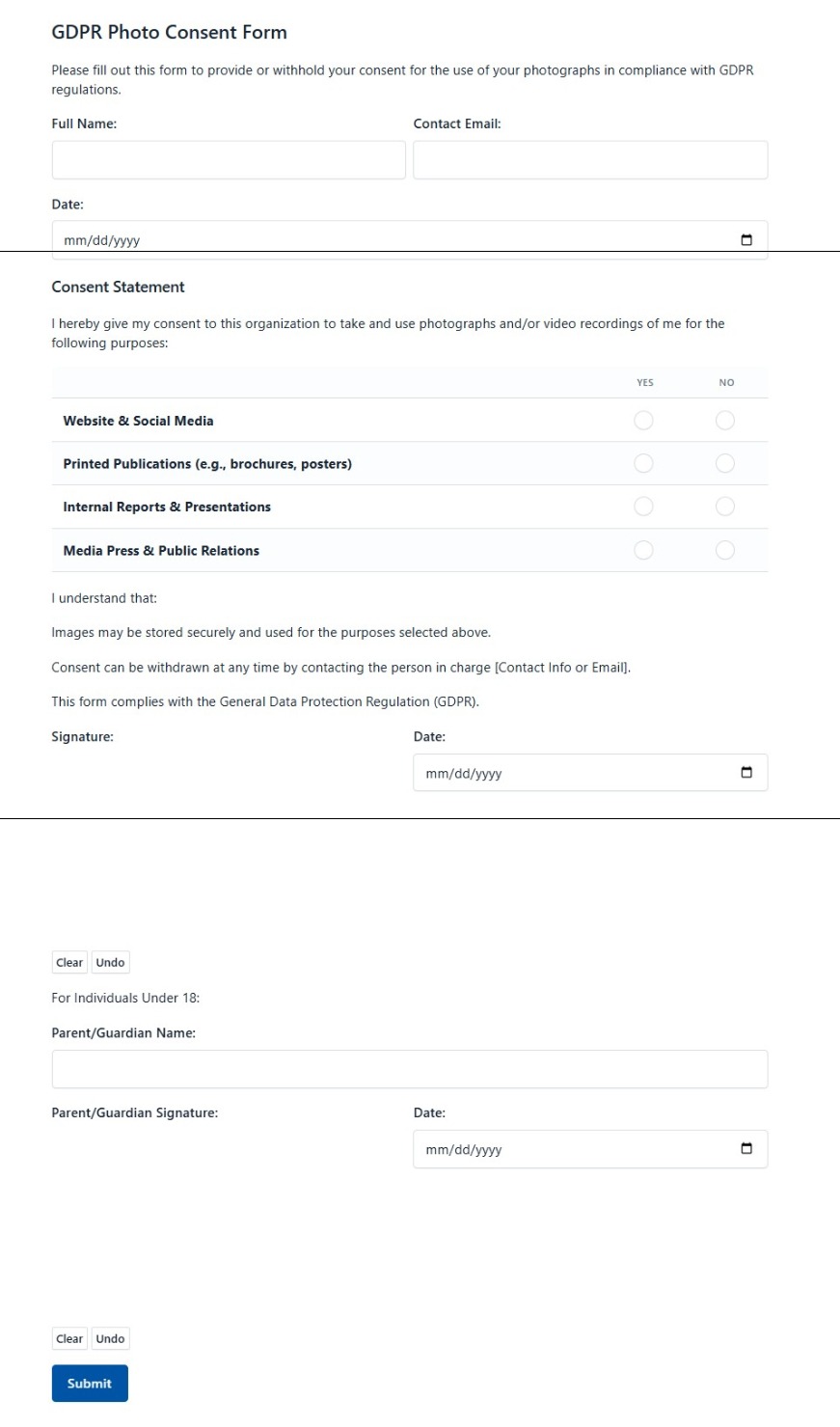 Gdpr Photo Consent Form