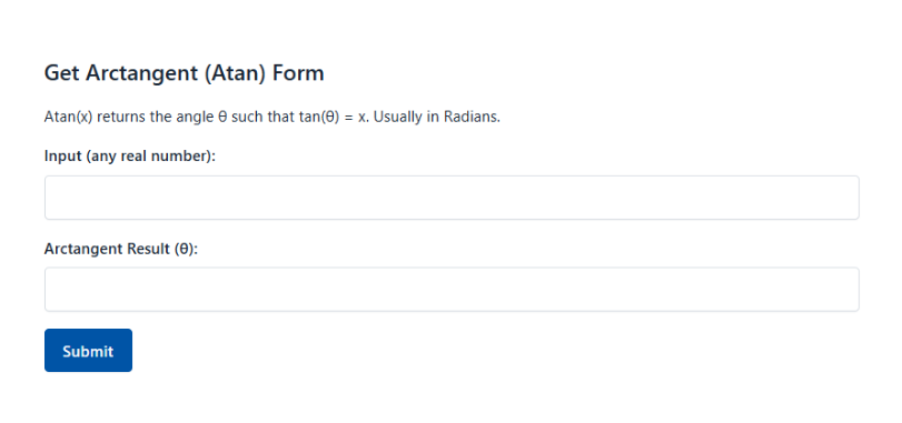 Get Arctangent Atan Form