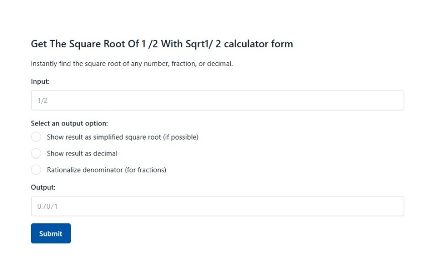 Get The Square Root Of 1 2 With Sqrt1 2