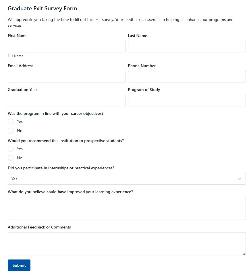 Graduate Exit Survey Form