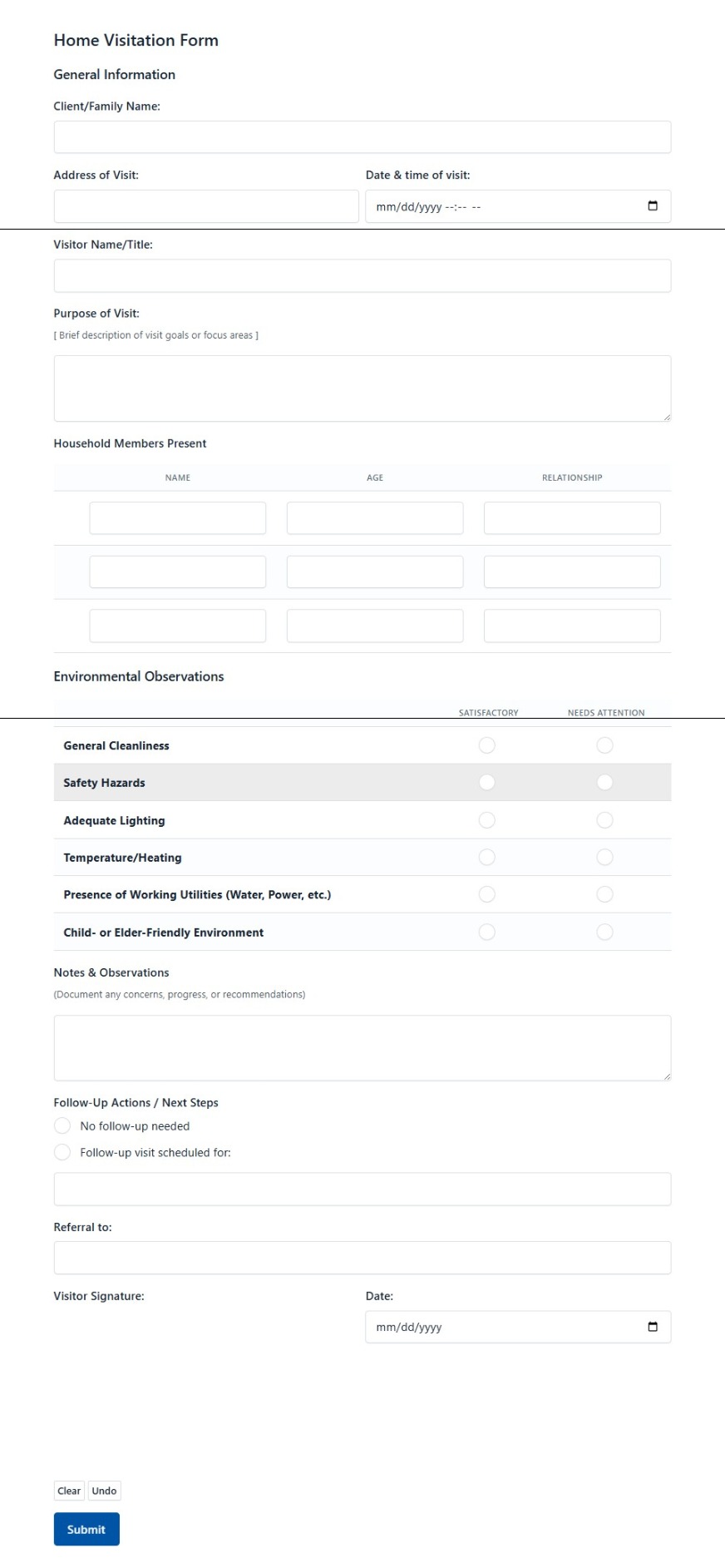 Home Visitation Form