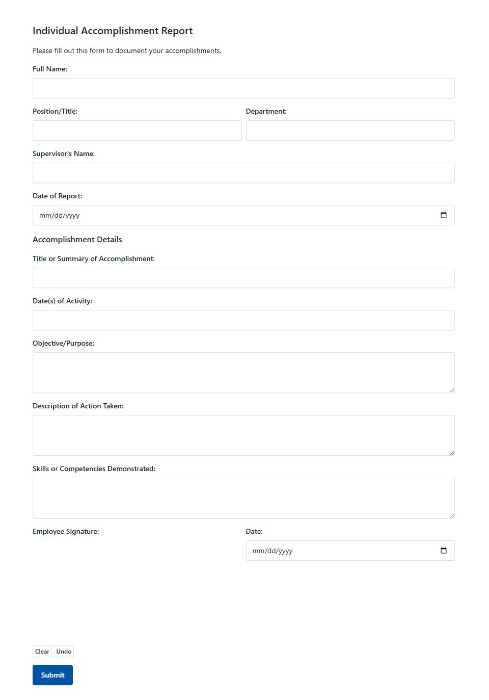 Individual Accomplishment Report