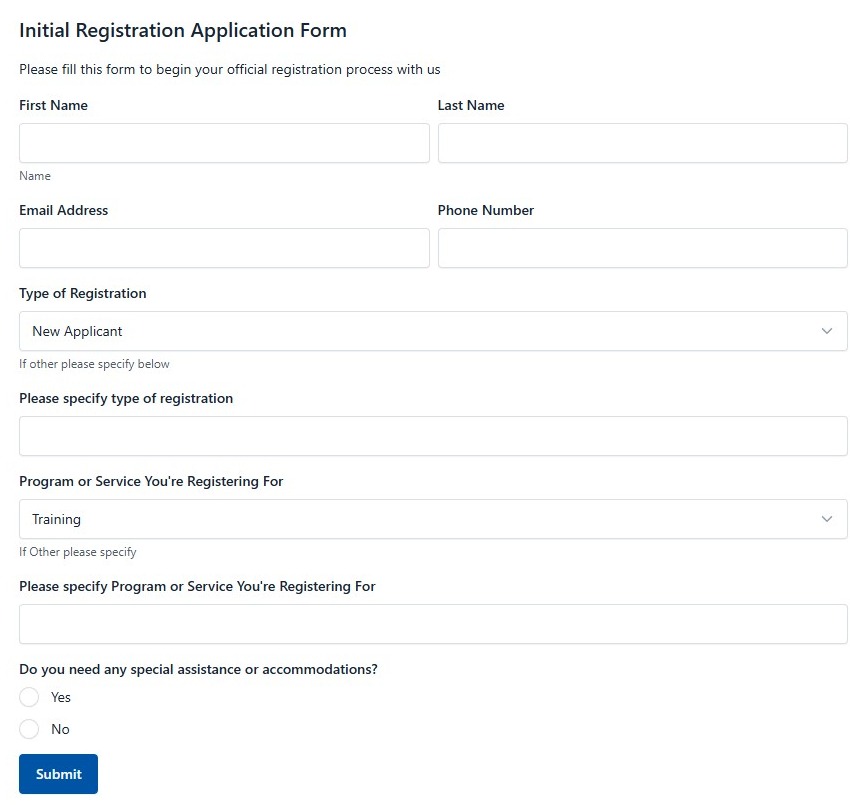 Initial Registration Application Form